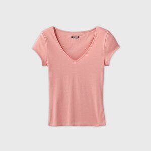 Women's Short Sleeve V-Neck T-Shirt - Wild Fable Large